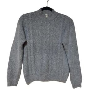 Allison Smith Women's L Gray Y2K Silk Angora Fuzzy Soft‎ Short Pullover Sweater